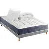 Non communiqué Ensemble Matelas Ressort 7 zones + Mémoire de forme + Sommier KING STYLE + couette + oreillers - Fabriqué en France 140 x 190 cm, Sommier - Gris chiné