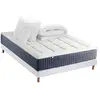 Non communiqué Ensemble Matelas Ressort 7 zones + Mémoire de forme + Sommier KING STYLE + couette + oreillers - Fabriqué en France 140 x 190 cm, Sommier - Blanc