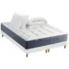 Non communiqué Ensemble Matelas Ressort 7 zones + Mémoire de forme + Sommier KING STYLE + couette + oreillers - Fabriqué en France 2x80 x 200 cm, Sommier - Blanc