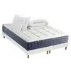 Non communiqué Ensemble Matelas Ressort 7 zones + Mémoire de forme + Sommier KING STYLE + couette + oreillers - Fabriqué en France 2x90 x 200 cm, Sommier - Blanc