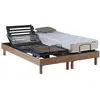IDLITERIE Sommier électrique lattes chêne clair et matelas 100% latex 90x190