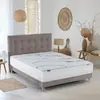 Sommier tapissier eden gris clair, bois massif, chenille bouclettes di...