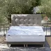 Ensemble matelas mousse elysia + sommier, chenille bouclettes gris cla...
