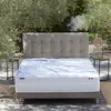 Ensemble matelas mousse elysia + sommier, chenille bouclettes gris cla...