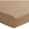 Essix Drap housse en percale de coton beige 160x220