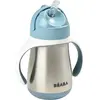 BEABA Tasse enfant paille 8 m+ 250 ml inox bleu clair