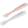 BEABA Lot 2 cuillères 1er âge silicone avec boite de transport Rose/Gris