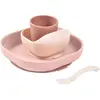BEABA Béaba - Set vaisselle silicone 4 pièces Rose pâle taille unique