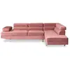 Canapé d'angle avec têtières relevables Alfa Velours Rose