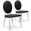 MENZZO Chaise médaillon similicuir noir pieds métal Louis XVI - Lot de 2