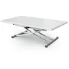 Menzzo Table basse relevable et extensible blanc laqué Kazer L 120/150 x P 75/120 x H 39/76 cm