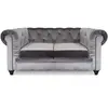 MENZZO Cotecosy - Grand canapé 2 places Chesterfield Velours Argent