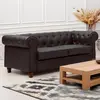 3S. x Home Canapé chesterfield simili choco capitonné 2 places