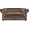 MENZZO Grand canapé 2 places Chesterfield Velours Taupe