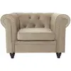 MENZZO Grand fauteuil Chesterfield velours Taupe