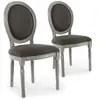 MENZZO Lot de 2 chaises de style médaillon Louis XVI Bois gris patiné ...