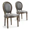 3S. x Home Lot de 2 Chaises Médaillon Tissu Marron et Gris VERSAILLES