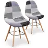 Chaises scandinaves MENZZO - Lisa Patchwork Gris - Design nordique - Lot de 2