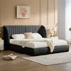 Lit Coffre Tête De Lit Modulable "comfy" 180x200cm Gris Foncé