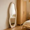 MENZZO Miroir en pied décoratif design ondulé 70x170cm velours crème