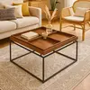 Table basse carrée avec plateau compartimenté réversible 80x80cm bois