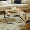 Table basse carrée avec plateau compartimenté réversible 80x80cm effet