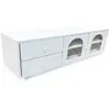 3S. x Home Table basse avec portes et tiroirs style naturel chic Volos Blanc texturé