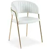 Lot de 8 Chaises en Bouclette "Batora" 79cm Crème & Or