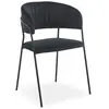 3S. x Home Lot de 8 chaises Tabata Métal Noir et Velours Noir