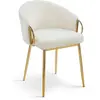 MENZZO Lot de 2 chaises arrondies et matelassées patricia métal doré et tissu beige Patricia