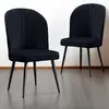 3S. x Home Lot de 2 chaises matelassées coutures verticales Louvenda Velours Noir