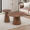 MENZZO Ensemble de 2 tables basses rondes callie bois noisette Ensemble