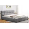 3S. x Home Lit-coffre complet avec rebords matelassés Challow Tissu Gris foncé