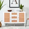 3S. x Home Buffet 3 tiroirs et 2 portes avec cannage Dalgora Blanc