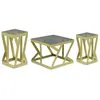 3S. x Home Ensemble de 3 tables d'appoint Zendaya en Verre fumé et Métal Or