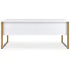 MENZZO Table basse moderne Valmain 60x90cm Blanc et Métal Or