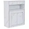 MENZZO Console extensible avec rangement Fontano Effet marbre blanc