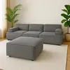 3S. x Home Canapé modulable Benoit Velours côtelé Gris
