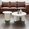 3S. x Home Cotecosy - Ensemble de 2 tables basses rondes avec piètement style colonne Storia Crème