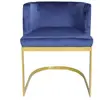Chaise design moderne et confortable - MENZZO - Noellie Velours Bleu pieds Or