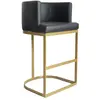 MENZZO Chaise de bar Noellie Simili P.U. Noir Pieds Or