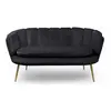 MENZZO Canapé 2 places arrondi Brenda Velours Noir pieds Or
