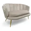 MENZZO Cotecosy - Canapé 2 places arrondi Brenda Velours Taupe pieds Or