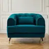 MENZZO Fauteuil capitonné style boudoir Glams Velours Bleu canard