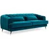 MENZZO Canapé capitonné 3 places style boudoir Glams Velours Bleu canard