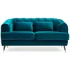 MENZZO Canapé capitonné 2 places style boudoir Glams Velours Bleu canard
