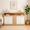 3S. x Home Buffet contemporain 4 portes er 4 tiroirs Lunata Bois sonoma et Blanc
