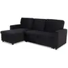 MENZZO Canapé d'angle convertible Baleares Velours Noir