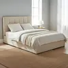 MENZZO Lit double Luftani avec sommier relevable 140x190cm Velours Beige