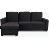 Canapé D'angle Convertible "rabano" 230cm Noir - Paris Prix